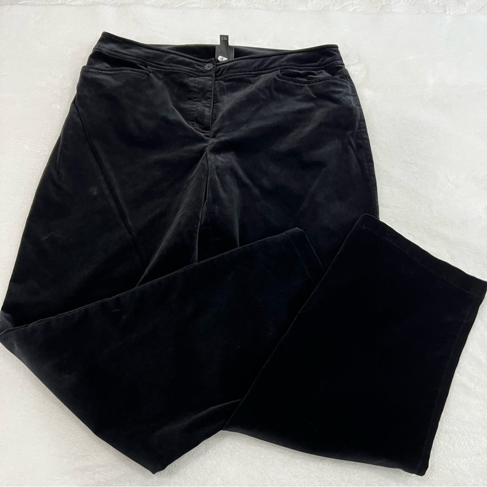 Eileen Fisher Black Velvet Straight-Leg Pants